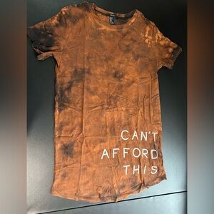Women’s Small Tie Dye T Shirt Humor Brown Black Grunge Boho Streetwear Artsy